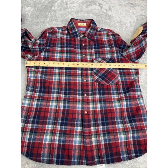 Vintage Pendleton Lobo Long Sleeve Flannel Shirt Men's Size XL Red Elbow Patch - Picture 6 of 9